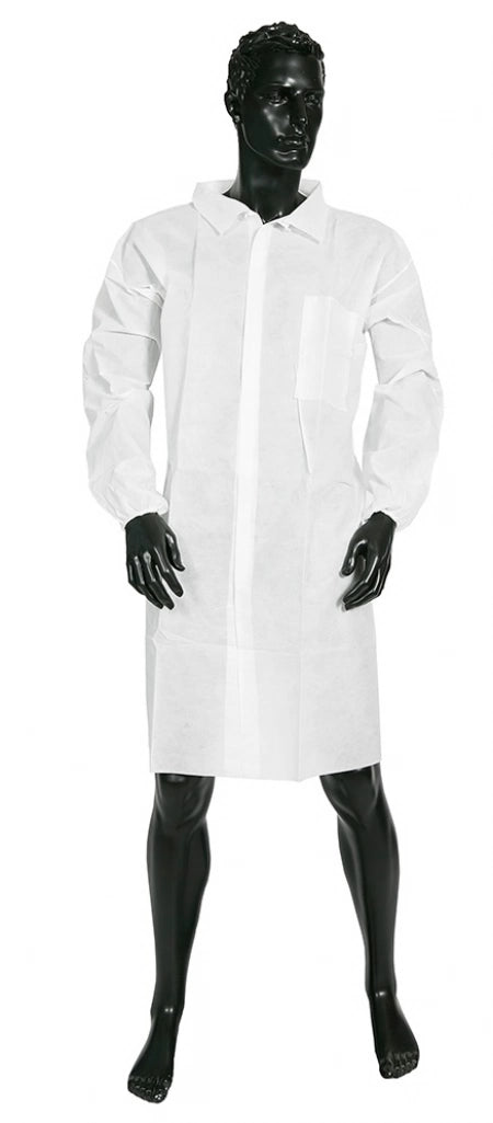 PP Disposable White Lab Coats with Velcro Back Non-Sterile