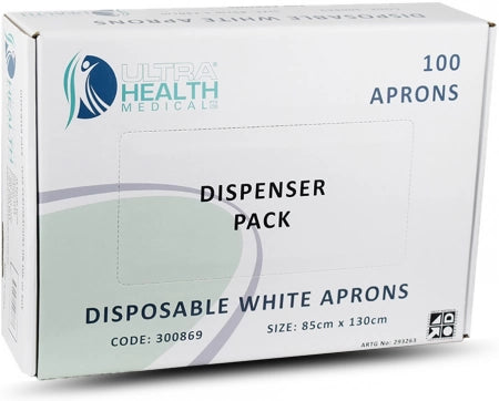 600pcs Ultra Health Disposable White Aprons Dispenser Pack