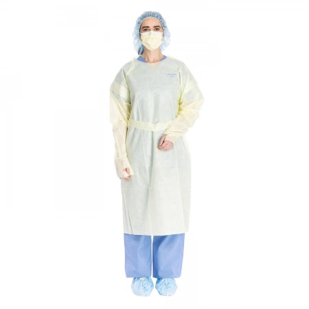 HALYARD Level 2 Isolation Gown, Yellow, Tie Waist, Elastic Cuffs (10 Gowns/Bundle)