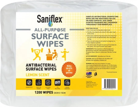 Saniflex All Purpose Antibacterial Surface Wipes Bag of 1200
