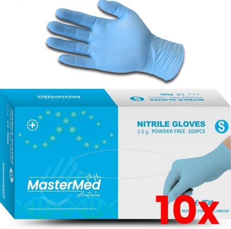 10 X 100 Pack Mastermed Nitrile Powder Free Gloves SMALL