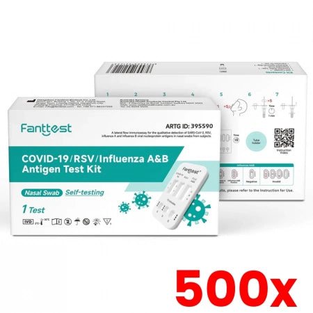 500 X Fanttest 3-in-1 COVID-19 / Influenza A&B Rapid Antigen Test Kit (Nasal) Very High Sensitivity Expiry 03 2025