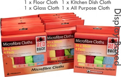 Redback Microfibre Cloths 30 x 30cm Pack of 4