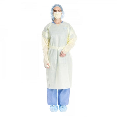 HALYARD Impervious Thumbs-Up* Film Gown with Thumbhooks, Yellow