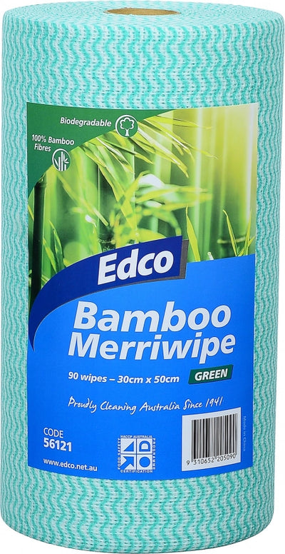 Edco Bamboo Merriwipe Rolls - Blue - 30ca x 50cm - 90 Wipes/Roll