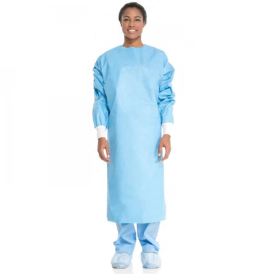 HALYARD Impervious Open Back Gown, Knit Cuff, Blue (30 Gowns/Bundle)