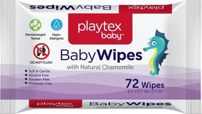 Pack of 72 Playtex Baby Natural Chamomile Baby Wipes - Alcohol Free / Paraben Free / Phthalate Free