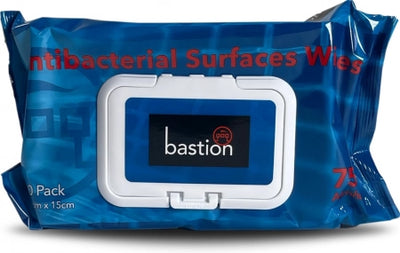 Bastion Antibacterial Surface Alcohol Cleaning Wipes 75% 40gsm