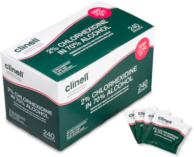 240/Pack Clinell 2% Clorhexidine Medical Device Wipes (Individually Wrapped)