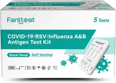 5PK Fanttest COVID-19 / RSV / Influenza / A&amp;B 4-in-1 Rapid Antigen Test Kit (Nasal) Very High Sensitivity