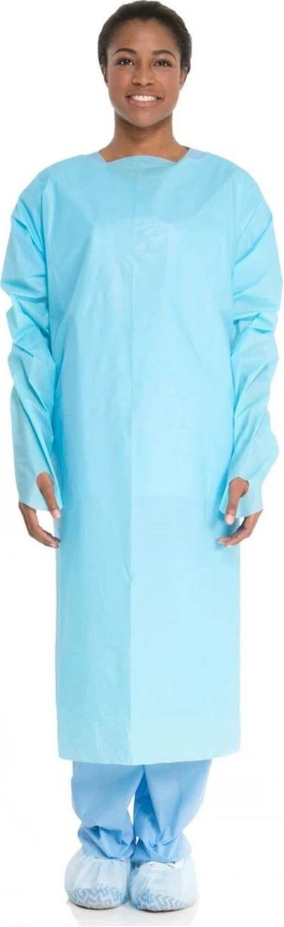 Pack of 5 HALYARD Impervious Thumbs-Up* Film Gown with Thumbhooks, Blue
