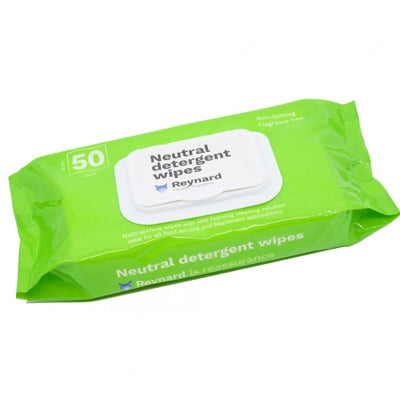 12/Carton Reynard Health Neutral Detergent Wipes Soft Pack - 50 Wipes/Pack
