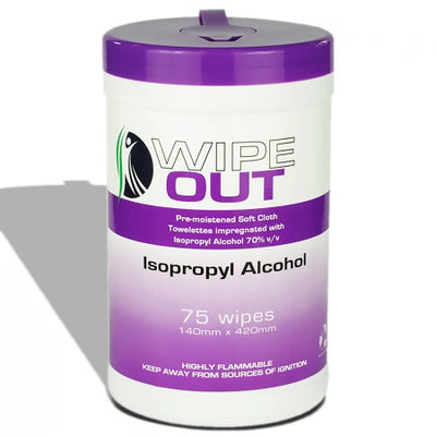 75pcs WipeOut 75% IsoPropyl Alcohol Wipes 140x420mm