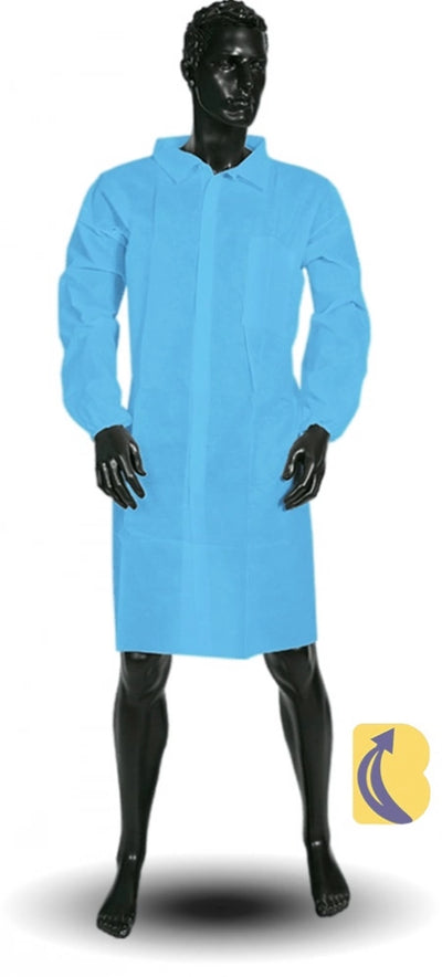 PP Disposable Blue Lab Coats with Velcro Back Non-Sterile