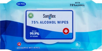 Saniflex 75% Alcohol Sanitary Wipes Pack of 50