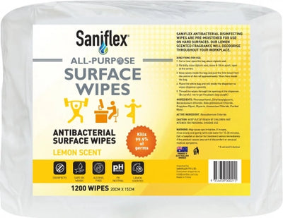 Saniflex All Purpose Antibacterial Surface Wipes Bag of 1200