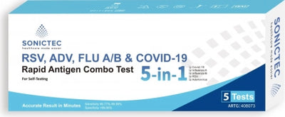 Sonictec COVID-19 / RSV / ADV / Influenza / A&amp;B 5-in-1 Rapid Antigen Combo Test (Nasal) Pack of 5