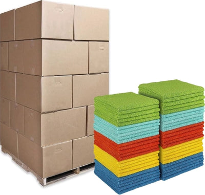 Wholesale Rates Pallet of 54 Cartons 5 Packs Per carton Microfibre Rags Assorted Sizes Colours