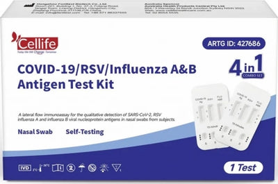 Cellife COVID-19 4 in 1 RSV Influenza A and Influenza B Rapid Antigen Test Kit (Nasal Swab)