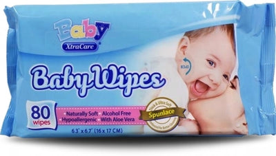 80/Pack XtraCare Baby Cleaning Wipes with Aloe Vera Alcohol-Free