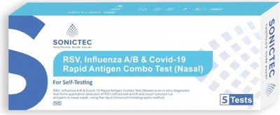 Sonictec COVID-19 / RSV / Influenza / A&amp;B 4-in-1 Rapid Antigen Combo Test (Nasal) Pack of 5