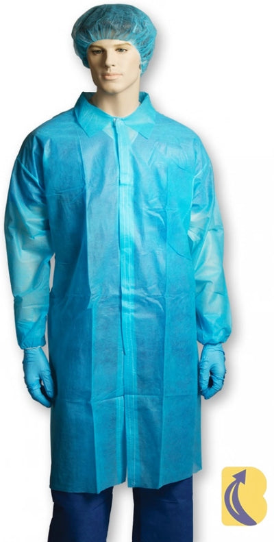 Bastion Labcoat No Pocket Polypropylene Blue - Medium
