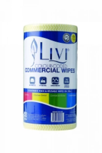 COMMERCIAL WIPES LIVI ESSENTIALS YELLOW