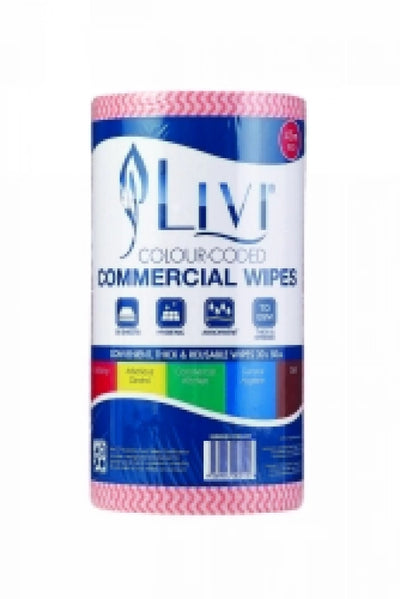 COMMERCIAL WIPES LIVI ESSENTIALS RED