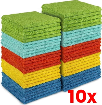 10 X 1 Pack 1kg Microfibre Rags Assorted Sizes Colours Average Pack of 20pcs