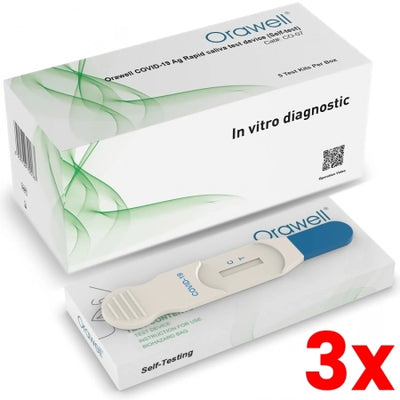 3 X 5-Pack Orawell Covid-19 Rapid Antigen Saliva Home Test Kit Oral Swab High Sensitivity exp. 01/2024