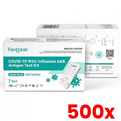 500 X Fanttest 3-in-1 COVID-19 / Influenza A&amp;B Rapid Antigen Test Kit (Nasal) Very High Sensitivity Expiry&nbsp;03 2025