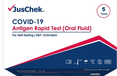 JusChek Covid-19 Single Pack Oral Antigen Rapid Test Oral Fluid Pack of 5