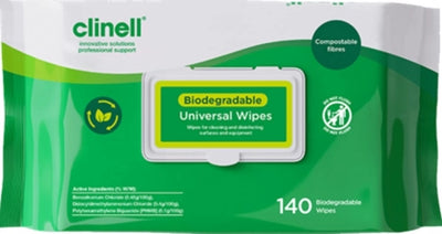 140/Pack Clinell Biodegradable Universal Wipes Plastic Free